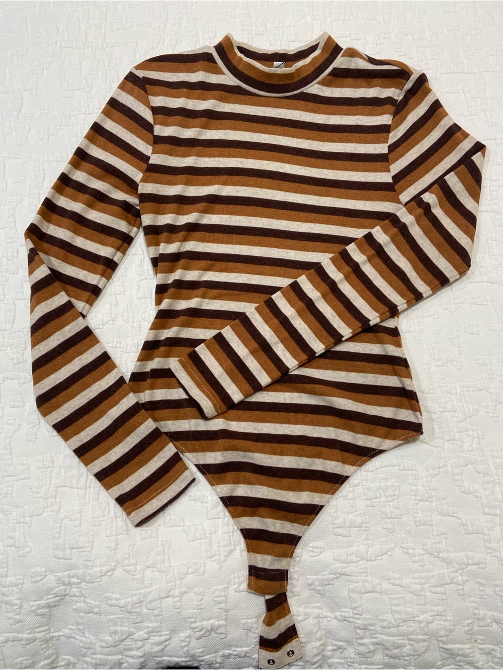 Le Lis Striped Long Sleeve Top in Brown & Cream